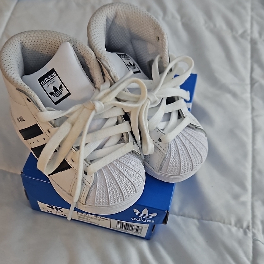Adidas White and Black Kids Sneakers